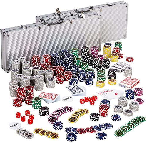 GAMES PLANET Pokerset mit 1000 Laserchips, 2 Pokerkoffer, Silver von GAMES PLANET