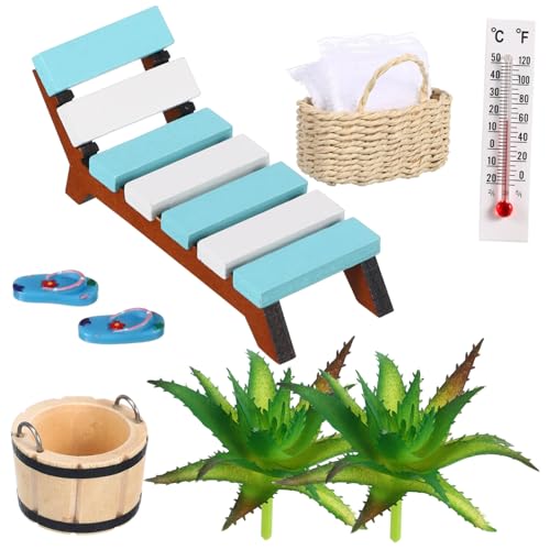 GANAZONO 1 Satz Miniatur Set mit Strandaccessoires für Puppenhäuser Mikrolandschaft Deko Strandstühle Hausschuhe und Körbe für Kreative Sommer Dekorationen GANAZONO 1 Satz Miniatur Set mit Strandaccessoires für Puppenhäuser Mikrolandschaft Deko Strandstühle Hausschuhe und Körbe für Kreative Sommer Dekorationen von GANAZONO