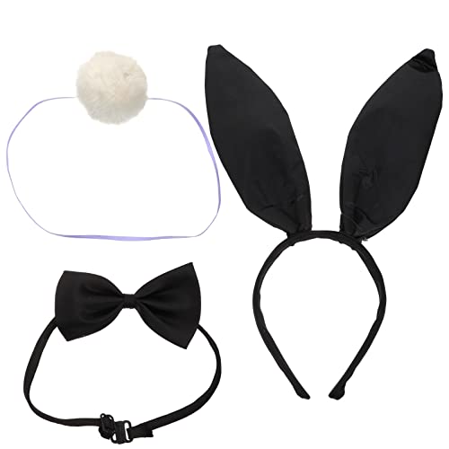 GANAZONO 1 Satz Rabbit Ear Kostümset mit Haarreif und Schleife Zubehör für Karneval Halloween und Kostümpartys Bequem und Kreativ Gestaltet aus Satin und Plüsch Gefertigt von GANAZONO