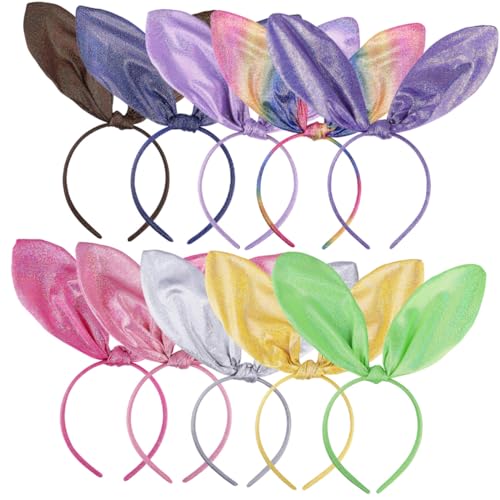 GANAZONO 10 Stück Teiliges Hasenohren Haarreif Bunte Stirnbänder Leichte Party accessoires mit Niedlichen Kaninchenohren für Karneval Ostern Geburtstag Festdekoration von GANAZONO