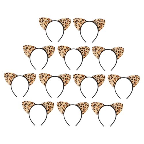 GANAZONO 12 Stück Teiliges Leopard katzenohren Haarband Weiches Plüsch Stirnband Langlebiges Kostüm accessoire für Party Festival Cosplay und Fotorequisiten Komfortabel und Attraktiv von GANAZONO