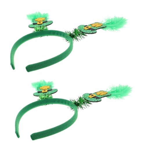 GANAZONO 2 Stück Irish Shamrock Haarreif mit Federschmuck für Damen Festliche Kopfbedeckung für Patrick's Day Partys Vielseitiger Haarschmuck zur Feier Irischer Traditionen von GANAZONO