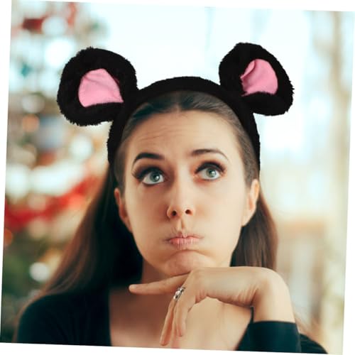 GANAZONO 2 Stück Plüsch Mäuseohren Haarreif für Frauen Mädchen Cartoon Tierohren Stirnband Kuscheliger Kopfschmuck für Halloween Fasching Karneval Party Cosplay von GANAZONO