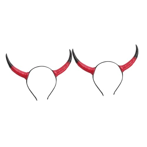 GANAZONO 2 Stück Teiliges Teufelshorn Stirnband Rot Schwarz Leichtes Ox Headband für Damen Erwachsene Kostüm Haarreif für Halloween Karneval Party Dekoration und Fotorequisiten von GANAZONO