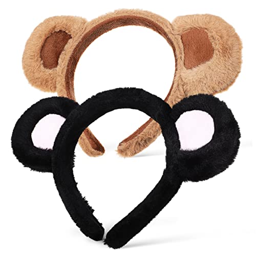 GANAZONO 2Stücke Bärenohren Stirnbänder für Elastische Tierhaarbänder für Halloween Weihnachten Cosplay und Partys Niedlicher Kopfschmuck von GANAZONO