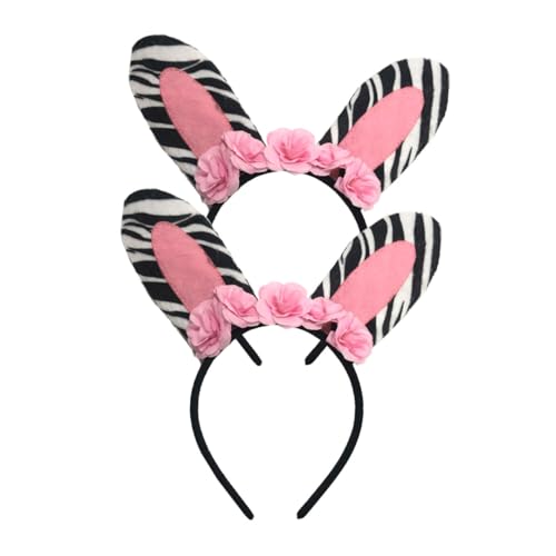 GANAZONO 2Stücke Zebra Haarbänder für Partys und Cosplay Exquisites Festival Haar Rosa Elastisch für Erwachsene Ergänzung von GANAZONO