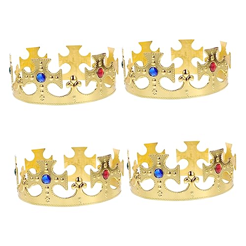 GANAZONO 4Stücke Prinzkrone Kostümkrone für Geburtstagsfeiern Königliche Accessoires für Partys Bühnenaufführungen und Tägliche Outfits Goldene Krone mit Design von GANAZONO