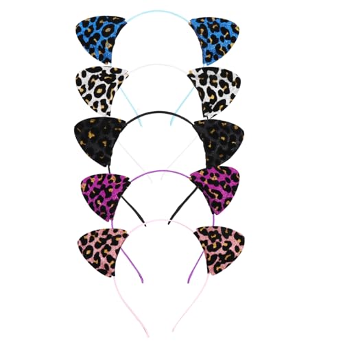 GANAZONO 5 Stück Katzenohren Haarband Teiliges Glitzerndes Leopard Stirnband für Party Festival und Cosplay Blau Schwarz Silber Lustige Haarschmuck Accessoires GANAZONO 5 Stück Katzenohren Haarband Teiliges Glitzerndes Leopard Stirnband für Party Festival und Cosplay Blau Schwarz Silber Lustige Haarschmuck Accessoires von GANAZONO
