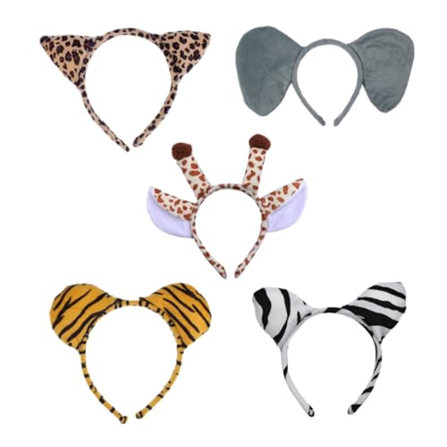 GANAZONO 5 Stück Teiliges Plüsch Tierhaarband Zoo Cartoon Haarreif mit Giraffe Zebra Tiger Leopard für Kostüm Party Halloween Kinderfest Weiches Komfortables Haarschmuck GANAZONO 5 Stück Teiliges Plüsch Tierhaarband Zoo Cartoon Haarreif mit Giraffe Zebra Tiger Leopard für Kostüm Party Halloween Kinderfest Weiches Komfortables Haarschmuck von GANAZONO