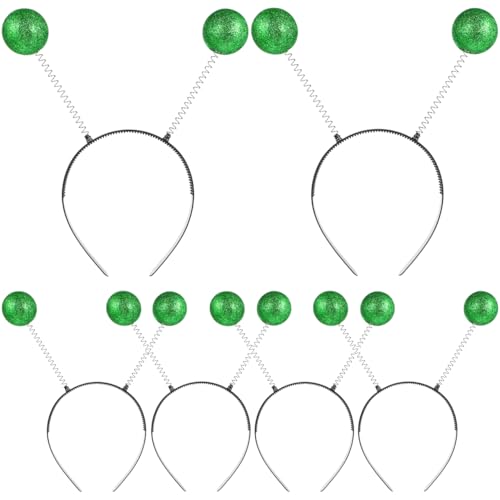 GANAZONO 6 Stück Marsantenne Stirnband Glitzerkugel-Head Boppers Weltraum-Partyzubehör Ball Kopfbedeckung Für Halloween Weihnachtsfeier Cosplay Grün von GANAZONO