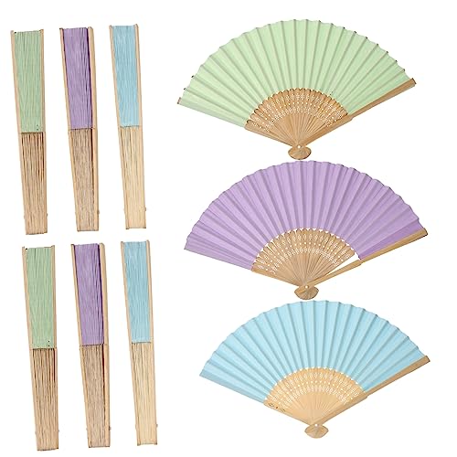 GANAZONO 9 Stück Teiliges Diy Papierfächer Set für Blanko Faltfächer zum Malen für Kreative Handarbeiten Bühnenauftritte und Dekoration Pastellfarben Hellblau Hellgrün Helllila von GANAZONO