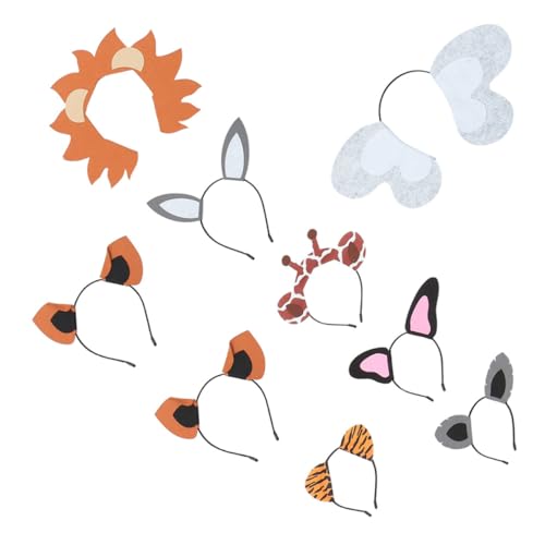 GANAZONO 9 Stück Teiliges Haarreif mit Tiermotiven Niedliche Tierkopf designs Langlebiges Filzmaterial Kreative Kostüm accessoires für Party Cosplay und Aufführungen von GANAZONO