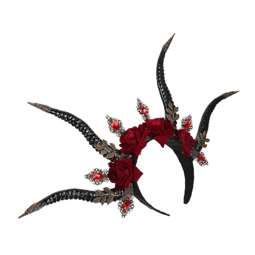 GANAZONO Antilopenhorn Kopfschmuck Hörner Festival Haar Gothic Kopfschmuck Horn Teufelshorn Gehörnte Party Dekoration Damen Teufel Kostüm Zubehör Cosplay Stirnbänder Kunststoff von GANAZONO