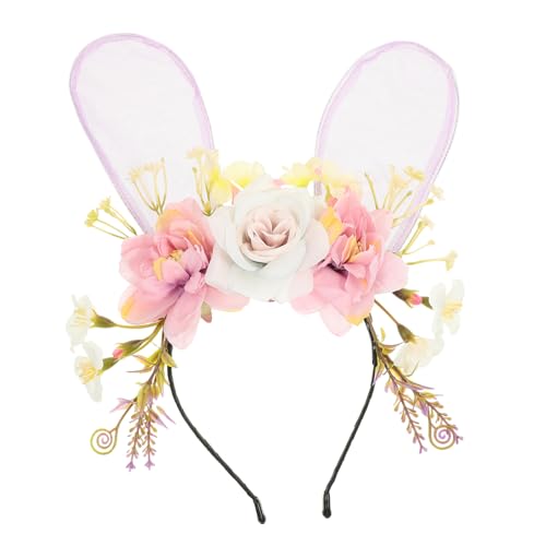 GANAZONO Blumen Kaninchenohr Stirnband für Mädchen Leichtes Stoff Haarband mit Dekorativen Hasenohren Süßes Tier Ohr Accessoire für Geburtstag Party Cosplay und Fotoshootings Vielseitig von GANAZONO