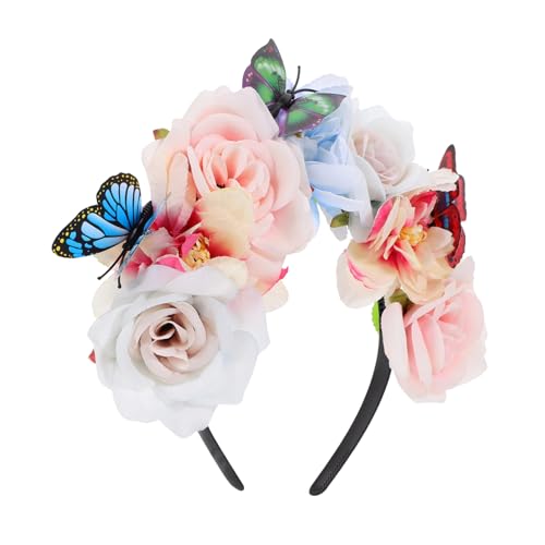 GANAZONO Blumenstirnband mit Schmetterling und Simulierten Blumen für Damen Perfektes Haaraccessoire für Halloween Partys und Fotoshootings Langlebig und Inspiriert von GANAZONO