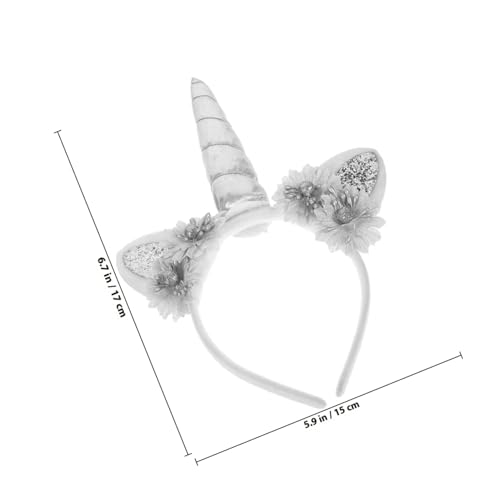 GANAZONO Einhorn Haarreif Silbergrau Elastisch Flexibel Fest Sitz für Mädchen Party Karneval Kostüm Haaraccessoire Bunte Strähnen Stirnband Geeignet für Einhornkostüm Geburtstag Fest von GANAZONO