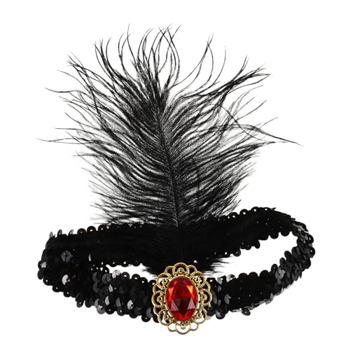 GANAZONO Federkopfschmuck 20er-jahre-haarkostüm-accessoire Pailletten Flapper-kopfbedeckung Flapper-kopfschmuck Lametta Kopfschmuck Für Mädchen Flapper-kopfstück Plastik Rot GANAZONO Federkopfschmuck 20er-jahre-haarkostüm-accessoire Pailletten Flapper-kopfbedeckung Flapper-kopfschmuck Lametta Kopfschmuck Für Mädchen Flapper-kopfstück Plastik Rot von GANAZONO