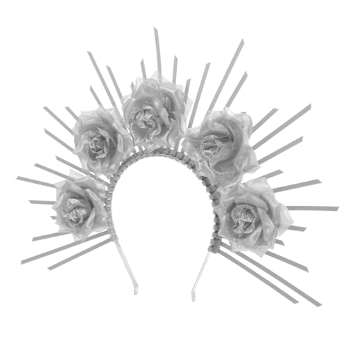 GANAZONO Göttinnen Haarreif Silber Blume Cosplay Stirnband Damen Haarschmuck für Party Hochzeit Fotoshooting und Themenfeier von GANAZONO