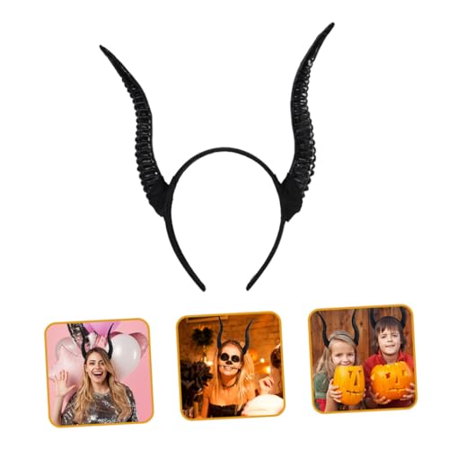 GANAZONO Halloween Hörner Haarreif Schwarz Cosplay Stirnband Kuhhörner Kopfband Party Zubehör für Damen und Herren Bequem Langlebig für Kostüm Fotoshootings von GANAZONO