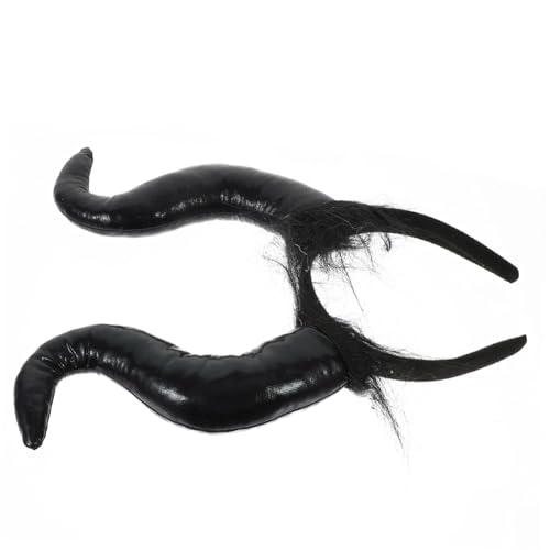 GANAZONO Halloween Hörner Stirnband Ox Horn Haarschmuck Leichtes Bequemes Teufelshorn für Damen Herren für Halloween Cosplay Party DIY Haar Accessoire Schwarzes Kopfband mit Hörnern von GANAZONO