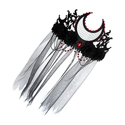 GANAZONO Halloween Krone Schleier Kopfschmuck Damen Kostüm Accessoire Netzkrone für Hexen Teufel und Dämonen für Partys und Festivals GANAZONO Halloween Krone Schleier Kopfschmuck Damen Kostüm Accessoire Netzkrone für Hexen Teufel und Dämonen für Partys und Festivals von GANAZONO