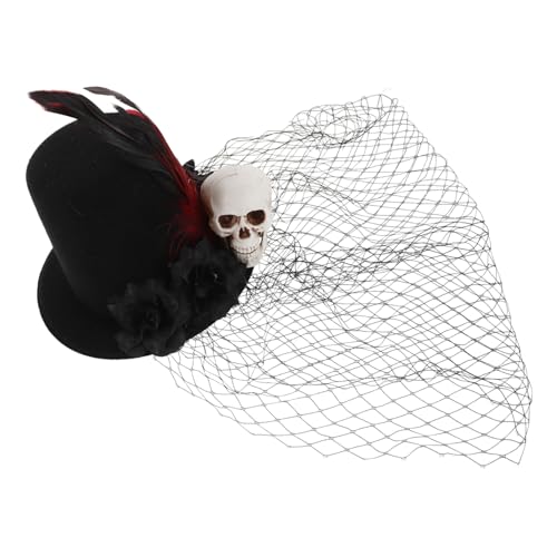GANAZONO Klein Eleganter Fascinator Hut mit Schleier und Schwarzer Haarklip mit Blumen und Netzschleier Mini Tea Party Hut für Halloween und Kostümpartys von GANAZONO