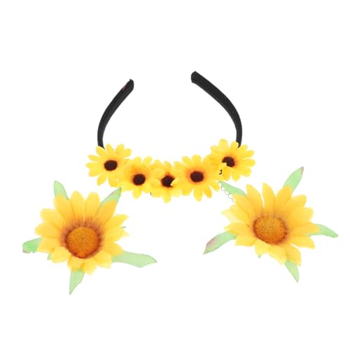 GANAZONO Leichtes Sonnenblumen Haarreif mit Federmechanismus Naturgetreues Blumen design Komfortables Party Haarband für Mädchen Vielseitiger Kopfschmuck für Geburtstage Hochzeiten und von GANAZONO