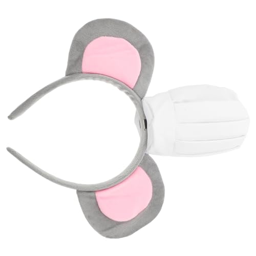 GANAZONO Mäuseohren Stirnband mit Kochmütze für Erwachsene Weiches Graues Kopfband Vielseitiges Kostümzubehör für Halloween Karneval Cosplay Partydekoration und Fotospaß von GANAZONO