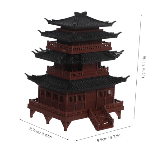 GANAZONO Miniatur Tempel Statue Chinesisches Antikes Gebäudemodell Leichtes Tragbares Asiatisches Gartendekor für Bonsai Aquarium Mikro-Landschaft Zen Garten Ornamente von GANAZONO