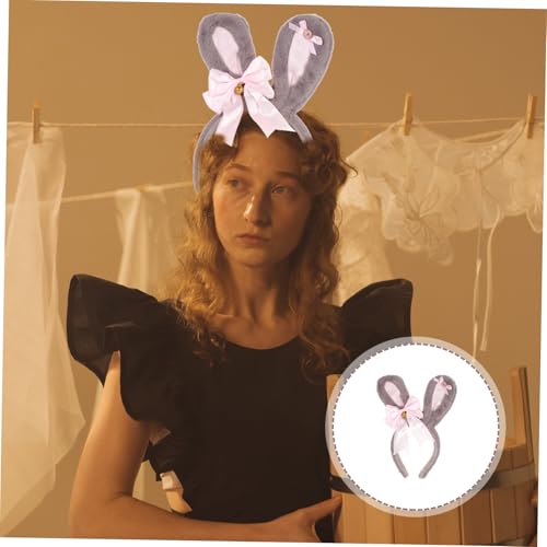 GANAZONO Plüsch Hasenohren Haarreif mit Schleife Leichter Bunny Ear Cosplay Headband für Mädchen Vielseitiges Frühlings haarband für Party Karneval und Bühnenauftritte von GANAZONO