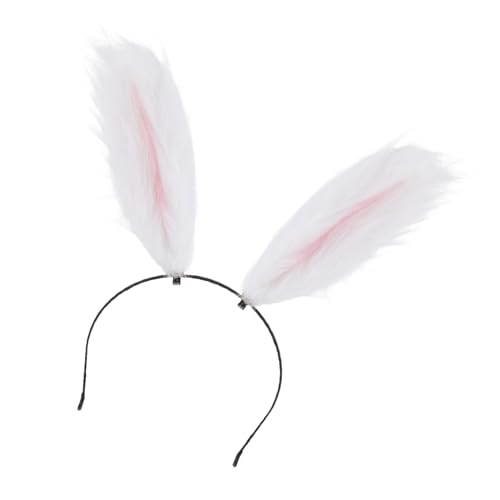 GANAZONO Plüsch Hasenohren Stirnband Tierkopfstück für Karneval Kostümparty Erwachsene Weiß Rosa Flauschig von GANAZONO
