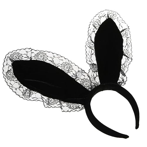 GANAZONO Plüsch Spitzen Haarschmuck Mit Hasenohren Für Frauen Schwarzes Cosplay Stirnband Für Partys Karneval Und Halloween GANAZONO Plüsch Spitzen Haarschmuck Mit Hasenohren Für Frauen Schwarzes Cosplay Stirnband Für Partys Karneval Und Halloween von GANAZONO