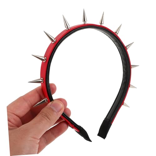 GANAZONO Punk Stirnband Damen Spiked Headband Roter Gothic Kopfschmuck Festival Halloween Cosplay Accessoire Modisches Haarband für Partys und Aufführungen von GANAZONO