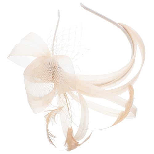 GANAZONO Retro Stirnband mit Federn Vintage Flapper Kopfschmuck Leichtes Damen Haarband für Kostümparty Roaring Mottoparty Pferderennen Accessoire Champagner von GANAZONO