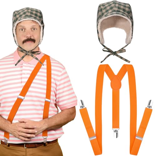 GANSHAYA Halloween-Sitcom-Kostüm, Hut-Hosenträger für Erwachsene, Herren, Halloween, Cosplay, Party, Outfit, 2 Stück von GANSHAYA