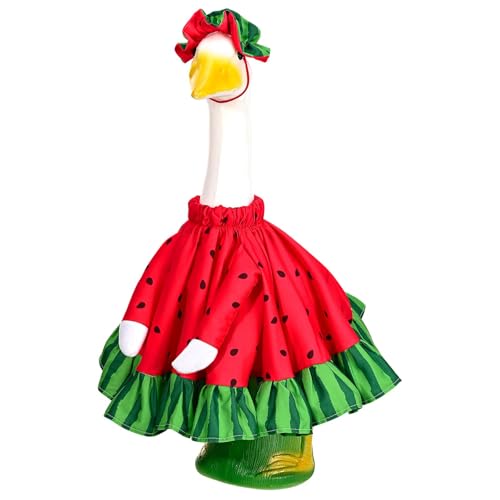 GANSHAYA Watermelon Veranda Goose Outfits, Sommerkleid mit Rüschenhut und Rock, passend für 58,4 cm Zement-Gans Statue Decor GANSHAYA Watermelon Veranda Goose Outfits, Sommerkleid mit Rüschenhut und Rock, passend für 58,4 cm Zement-Gans Statue Decor von GANSHAYA