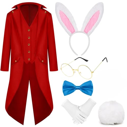GANSHAYA Weißes Halloween-Kostüm, Hasenfrack, Outfit für Männer und Frauen, Partyverkleidungen, Mehrfarbig, XL von GANSHAYA