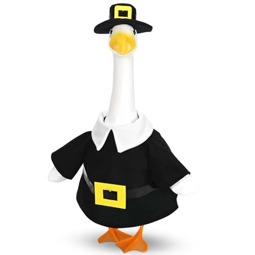Pilgrim Veranda Gans Outfits Herbst Rasen Veranda Kleidung, passend für 58,4 cm Zement Kunststoff Gans Statue für Herbst Thanksgiving Outdoor Garten Hof Terrasse Statue Kunst Dekor von GANSHAYA