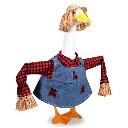 Vogelscheuche Veranda Gans Outfits Herbst Rasen Veranda Kleidung, passend für 58,4 cm Zement Kunststoff Gans Statue für Herbst Outdoor Garten Hof Terrasse Statue Art Decor von GANSHAYA