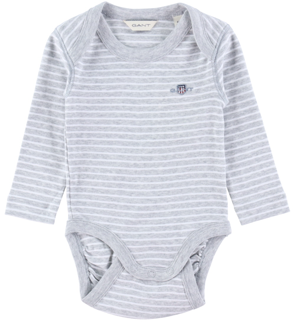 GANT Body l/ä - Shield Striped - Light Grey Melange - GANT - 1½ Jahre (86) - Body L/Ä von GANT