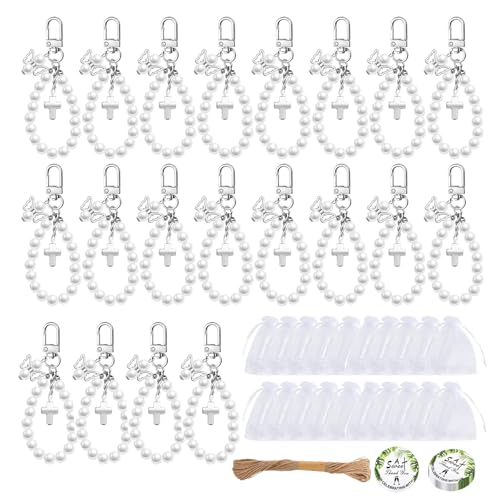 GAOFESA 20 Sets symbolische Kreuze, Perlen, Schlüsselanhänger, elegantes Geschenk für Hochzeit, Taufe, mit Organza-Beuteln, elegante Perlen, Charm-Kreuze, Schlüsselanhänger-Sets GAOFESA 20 Sets symbolische Kreuze, Perlen, Schlüsselanhänger, elegantes Geschenk für Hochzeit, Taufe, mit Organza-Beuteln, elegante Perlen, Charm-Kreuze, Schlüsselanhänger-Sets von GAOFESA