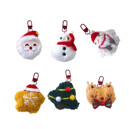 GAOFESA Set mit 6 Plüsch-Schlüsselanhängern, Weihnachts-Serie, festlicher Taschenanhänger, modischer Schlüsselanhänger, Dekoration, weiche PP-Baumwolle, Handyanhänger, Urlaubstaschenanhänger GAOFESA Set mit 6 Plüsch-Schlüsselanhängern, Weihnachts-Serie, festlicher Taschenanhänger, modischer Schlüsselanhänger, Dekoration, weiche PP-Baumwolle, Handyanhänger, Urlaubstaschenanhänger von GAOFESA