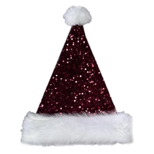 GAOFESA Weihnachtsmütze mit Pailletten und weißer pelziger Krempe für Weihnachtsfeiern, Verkleidungen, Cosplay, Pailletten, besetzt GAOFESA Weihnachtsmütze mit Pailletten und weißer pelziger Krempe für Weihnachtsfeiern, Verkleidungen, Cosplay, Pailletten, besetzt von GAOFESA