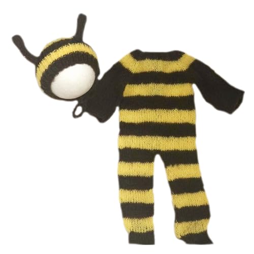GAOINTELL 2pcs Baby Bodysuit Set Neugeborene Fotografie Requisiten Strickwollkappe Biene Strampler Jumpsuit Säuglingsfoto Aufnahme GAOINTELL 2pcs Baby Bodysuit Set Neugeborene Fotografie Requisiten Strickwollkappe Biene Strampler Jumpsuit Säuglingsfoto Aufnahme von GAOINTELL