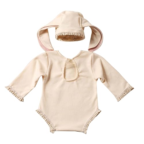 GAOINTELL Süße Kaninchenohren Onesie Mit Passender Baby Strampler Mit Set Neugeborenen Fotografie Requisite Für 0-1 Monate Alte Babys GAOINTELL Süße Kaninchenohren Onesie Mit Passender Baby Strampler Mit Set Neugeborenen Fotografie Requisite Für 0-1 Monate Alte Babys von GAOINTELL