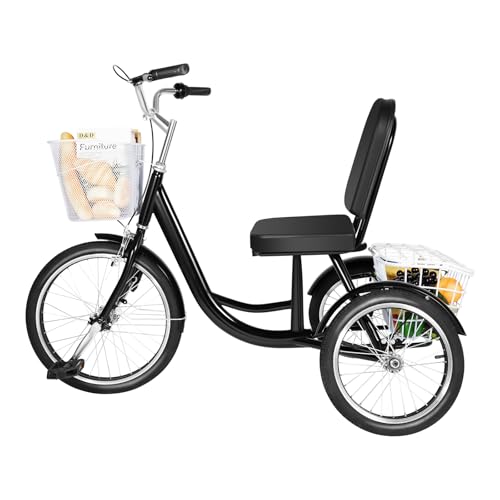 Dreirad für Erwachsene, höhenverstellbar, Fahrrad, 3 Räder, Tragfähigkeit 150 kg, Cruiser-Fahrrad für Senioren mit Korb vorne und hinten, Klingel, für Erwachsene und ältere Menschen von 1,5 bis 1,85 m Dreirad für Erwachsene, höhenverstellbar, Fahrrad, 3 Räder, Tragfähigkeit 150 kg, Cruiser-Fahrrad für Senioren mit Korb vorne und hinten, Klingel, für Erwachsene und ältere Menschen von 1,5 bis 1,85 m von GAOUSD