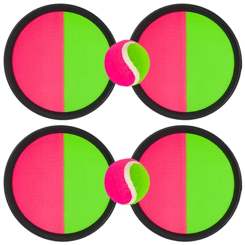 GAOUTO 2er-Pack Klettballspiel, 4 Paddel und 2 Bälle, Klettballspiel Catch Ball Set, Klettballspiel für Kinder, Ballspiele für Draußen Kinder für Wurf- und Fangspiel für Party, Innen und Außen GAOUTO 2er-Pack Klettballspiel, 4 Paddel und 2 Bälle, Klettballspiel Catch Ball Set, Klettballspiel für Kinder, Ballspiele für Draußen Kinder für Wurf- und Fangspiel für Party, Innen und Außen von GAOUTO