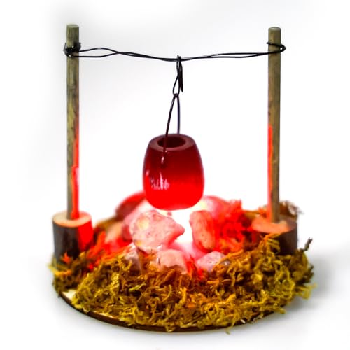Stadtflamme Mini Lagerfeuer Wichtelzubehör, Miniatur Lagerfeuer mit LED, Puppenhaus Lagerfeuer, Lagerfeuer Krippe Zubehö, LED-Lagerfeuer Wichtel Zubehör Weihnachten Geeignet für DIY Gartenszene von GAOUTO