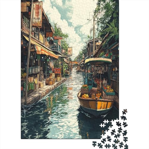 Amsterdam Canal Puzzle 1000 Teile Geschenkideen Holzpuzzle Erwachsene UnregelmaBige Einzigartige Für Erwachsene Und Kinder Ab 12 Jahren 1000pcs (75x50cm) von GAOYUCHUN