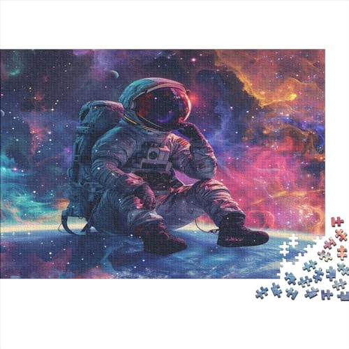 Astronauts Thinking in The Universe 1000 Teile Puzzlespie Abbauen Familien Holzpuzzle Erwachsene Stressabbau-Spielzeug Erwachsene Und Kinder Ab 14 Jahren 1000pcs (75x50cm) von GAOYUCHUN